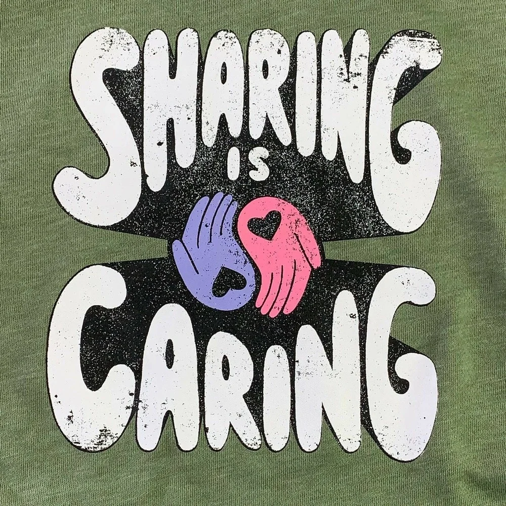 Sharing Is Caring Old Navy Girls Hoodie Green White Sweatshirt XS 5 New